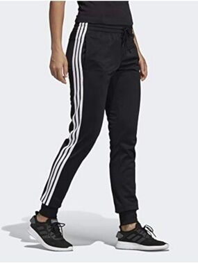 Adidas Women’s Essentials 3-Stripes Tricot Black Jogger Pants, Small Athletic